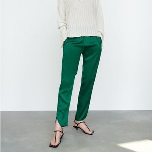 Zara Satin Effect Slit Pants Size Small 9479/248